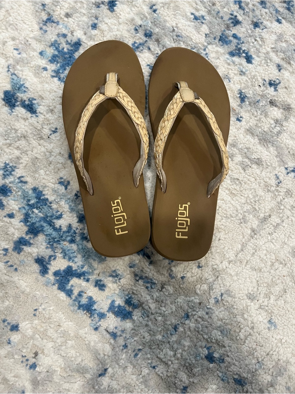 Flojos Women's Brown Footbed with Tan Braided Strap Sandals